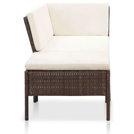  Set mobilier de grădină cu perne, 3 piese, maro, poliratan