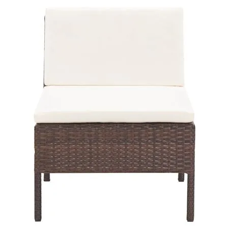  Set mobilier de grădină cu perne, 3 piese, maro, poliratan