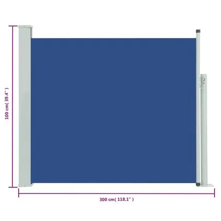  Copertină laterală retractabilă terasă, albastru, 100x300 cm