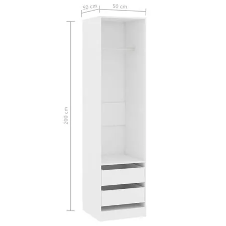  Șifonier cu sertare, alb, 50x50x200 cm, lemn prelucrat