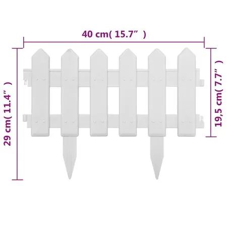  Borduri de gazon, 25 buc., alb, 10 m, PP
