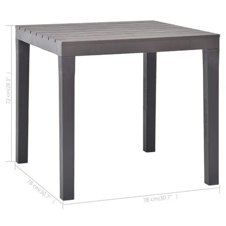  Masă de grădină, cafeniu, 78 x 78 x 72 cm, plastic