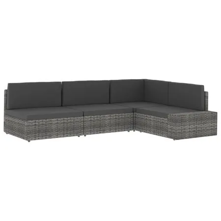  Canapea de colț modulară cu cotieră dreapta, negru, poliratan