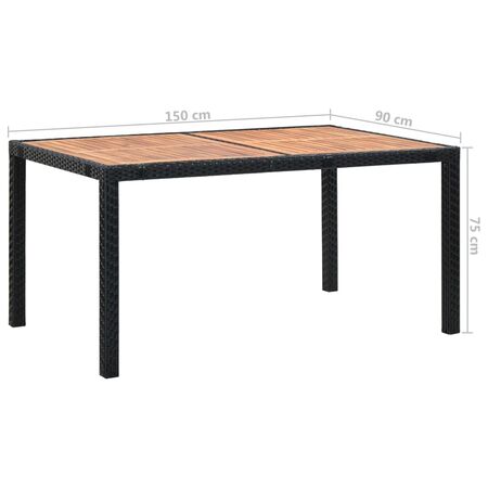  Set mobilier de exterior 7 piese negru poliratan lemn acacia