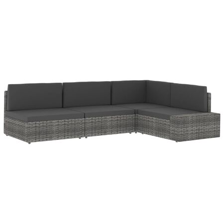  Canapea de mijloc modulară, negru, poliratan