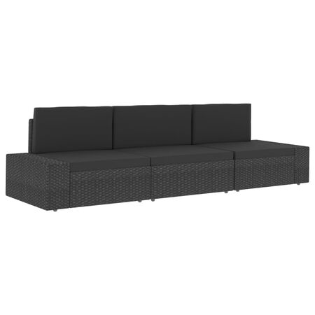  Canapea de mijloc modulară, negru, poliratan