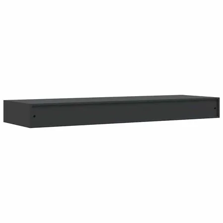  Raft de perete suspendat cu sertar, negru, 80 x 25 x 8 cm