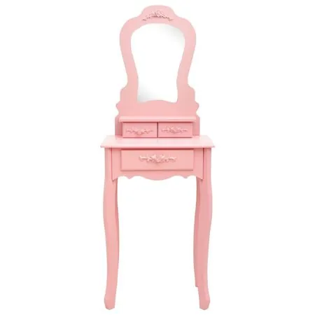  Set masă de toaletă cu taburet roz 50x59x136 cm lemn paulownia