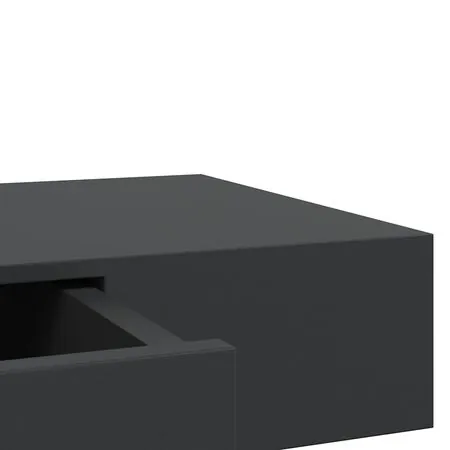  Raft de perete suspendat cu sertar, negru, 80 x 25 x 8 cm