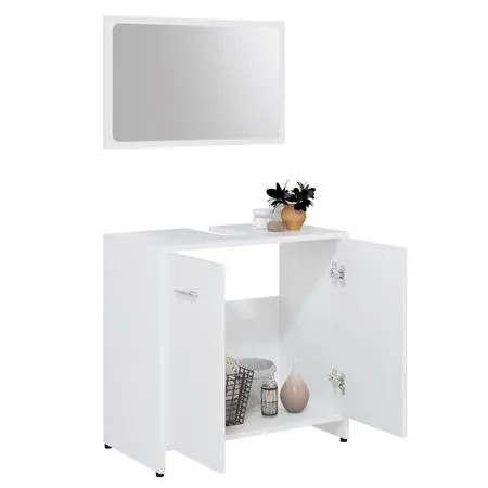  Set de mobilier de baie, alb, lemn prelucrat