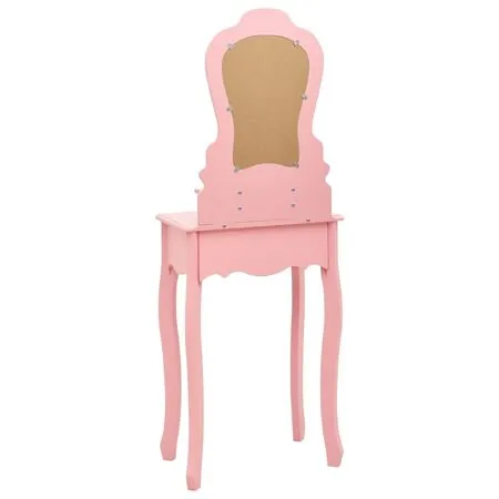  Set masă de toaletă cu taburet roz 50x59x136 cm lemn paulownia