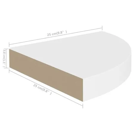  Raft colțar de perete, alb, 25 x 25 x 3,8 cm, MDF