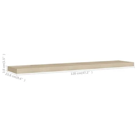  Raft de perete suspendat, stejar, 120x23,5x3,8 cm, MDF