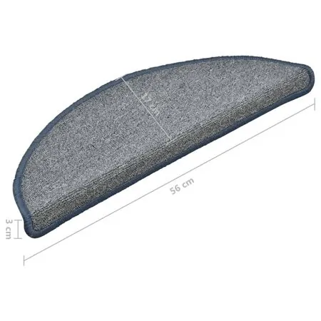  Covorașe pentru trepte scară, 15 buc., gri/albastru, 56x17x3 cm