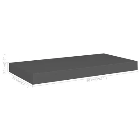  Raft de perete suspendat, negru, 50x23x3,8 cm, MDF