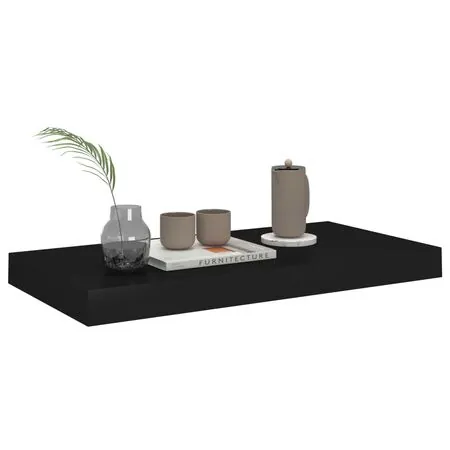  Raft de perete suspendat, negru, 50x23x3,8 cm, MDF