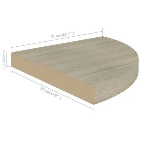  Raft colțar de perete, stejar, 35 x 35 x 3,8 cm, MDF