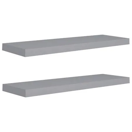  Rafturi de perete suspendate, 2 buc., gri, 80x23,5x3,8 cm, MDF