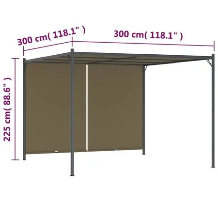  Pergolă grădină cu acoperiș retractabil gri taupe 3x3m 180 g/m²