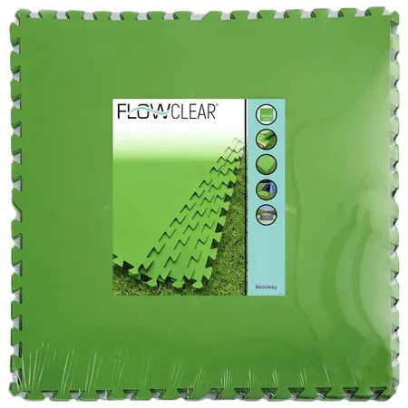Bestway Protecții de podea piscină Flowclear, 9 buc., verde, 5,47 m²