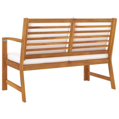  Bancă de grădină, perne crem, 114,5 cm, lemn masiv de acacia