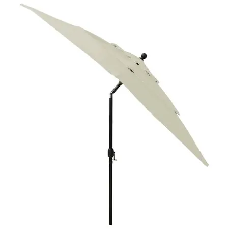  Umbrelă de soare 3 niveluri, stâlp aluminiu, nisipiu, 2,5x2,5 m