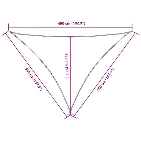  Parasolar, albastru 3,5x3,5x4,9 m țesătură oxford triunghiular 