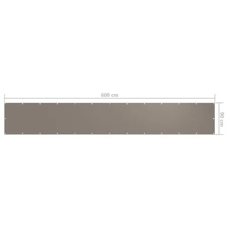  Paravan de balcon, gri taupe, 90x600 cm, țesătură oxford