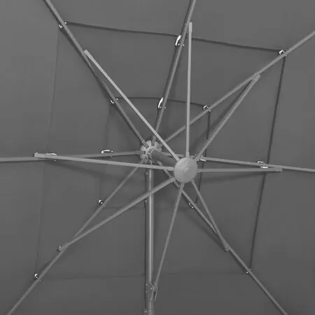  Umbrelă de soare 4 niveluri, stâlp aluminiu antracit 250x250 cm