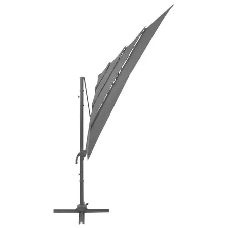  Umbrelă de soare 4 niveluri, stâlp aluminiu antracit 250x250 cm