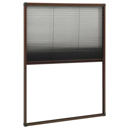  Plasă insecte plisse pentru ferestre, maro, 80x120 cm, aluminiu