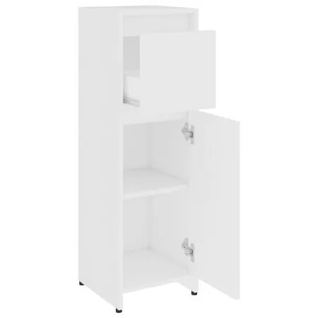  Set mobilier de baie, 4 piese, alb, lemn prelucrat