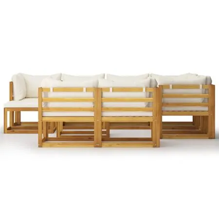  Set mobilier grădină cu perne 10 piese crem lemn masiv acacia