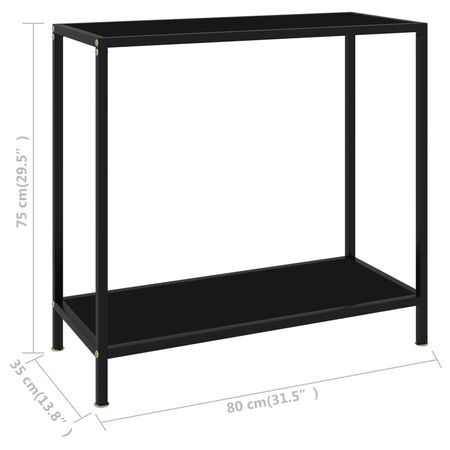  Masă consolă, negru, 80 x 35 x 75 cm, sticlă securizată