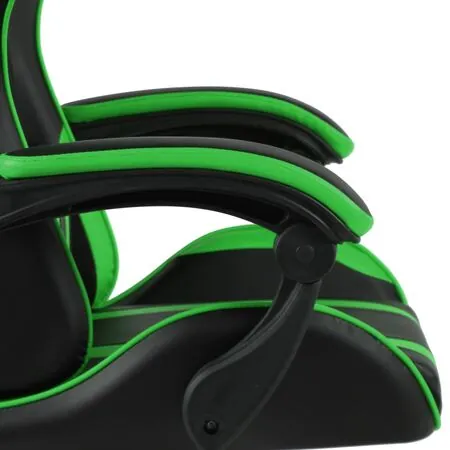  Scaun de racing suport picioare negru/verde piele ecologică