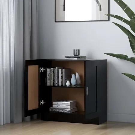  Bibliotecă, negru, 82,5x30,5x80 cm, lemn prelucrat