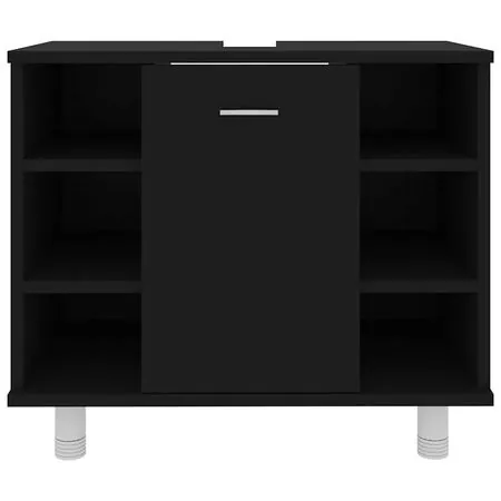  Dulap de baie, negru, 60 x 32 x 53,5 cm, lemn prelucrat