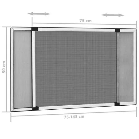  Plasă insecte extensibilă pentru ferestre, alb, (75-143)x50 cm