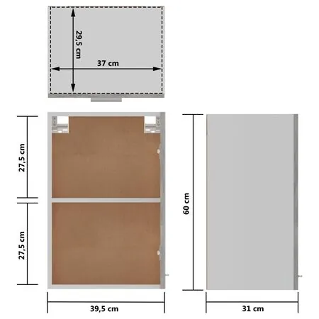 Dulap suspendat “Lyon”, gri beton, 39,5x31x60 cm