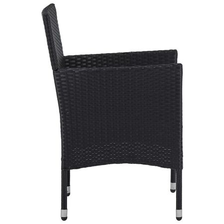  Set mobilier grădină, 5 piese, negru, poliratan, lemn acacia