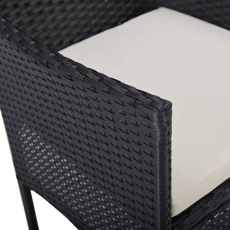 Set mobilier grădină, 5 piese, negru, poliratan, lemn acacia