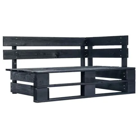  Set mobilier paleți cu perne, 4 piese, negru, lemn pin tratat