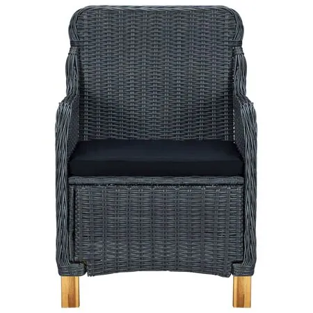  Set mobilier exterior cu perne, 7 piese, gri închis, poliratan