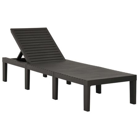  Șezlong pliabil cu pernă, antracit, plastic
