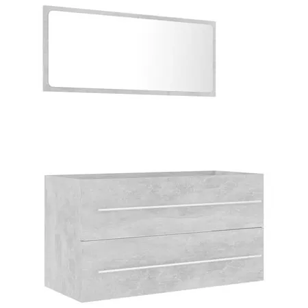  Set mobilier de baie, 2 piese, gri beton, PAL 