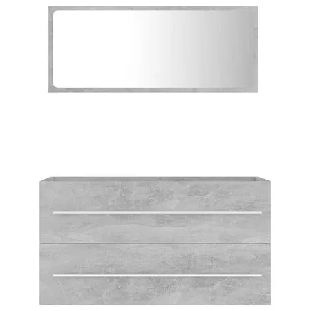  Set mobilier de baie, 2 piese, gri beton, PAL 