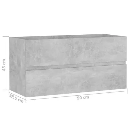  Dulap de chiuvetă, gri beton, 90x38,5x45 cm, lemn prelucrat