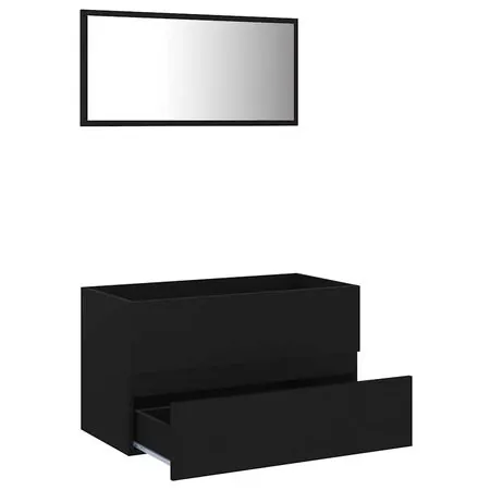  Set mobilier de baie, 2 piese, negru, PAL