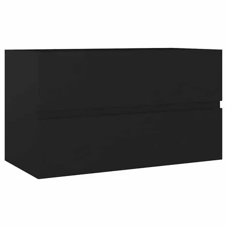  Set mobilier de baie, 2 piese, negru, PAL