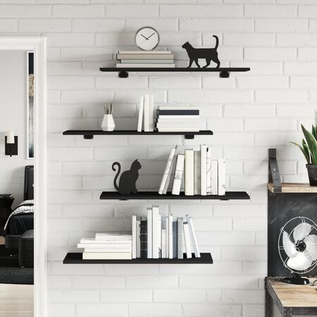  Plăci bibliotecă, 4 buc., negru, 80 x 30 x 1,5 cm, PAL